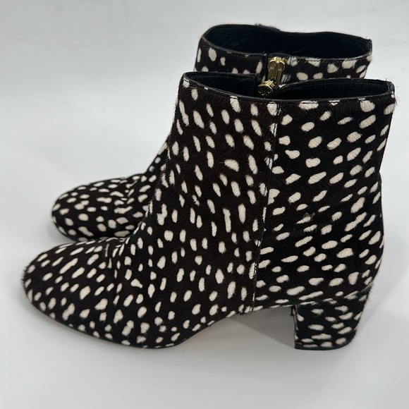 J. Crew Collection Side Zip Ankle Block Heels Spotted Leopard Calf Hair 9 - Picture 4 of 8